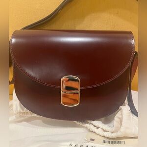 Sezane Claude Bag in Glossy Burgundy
